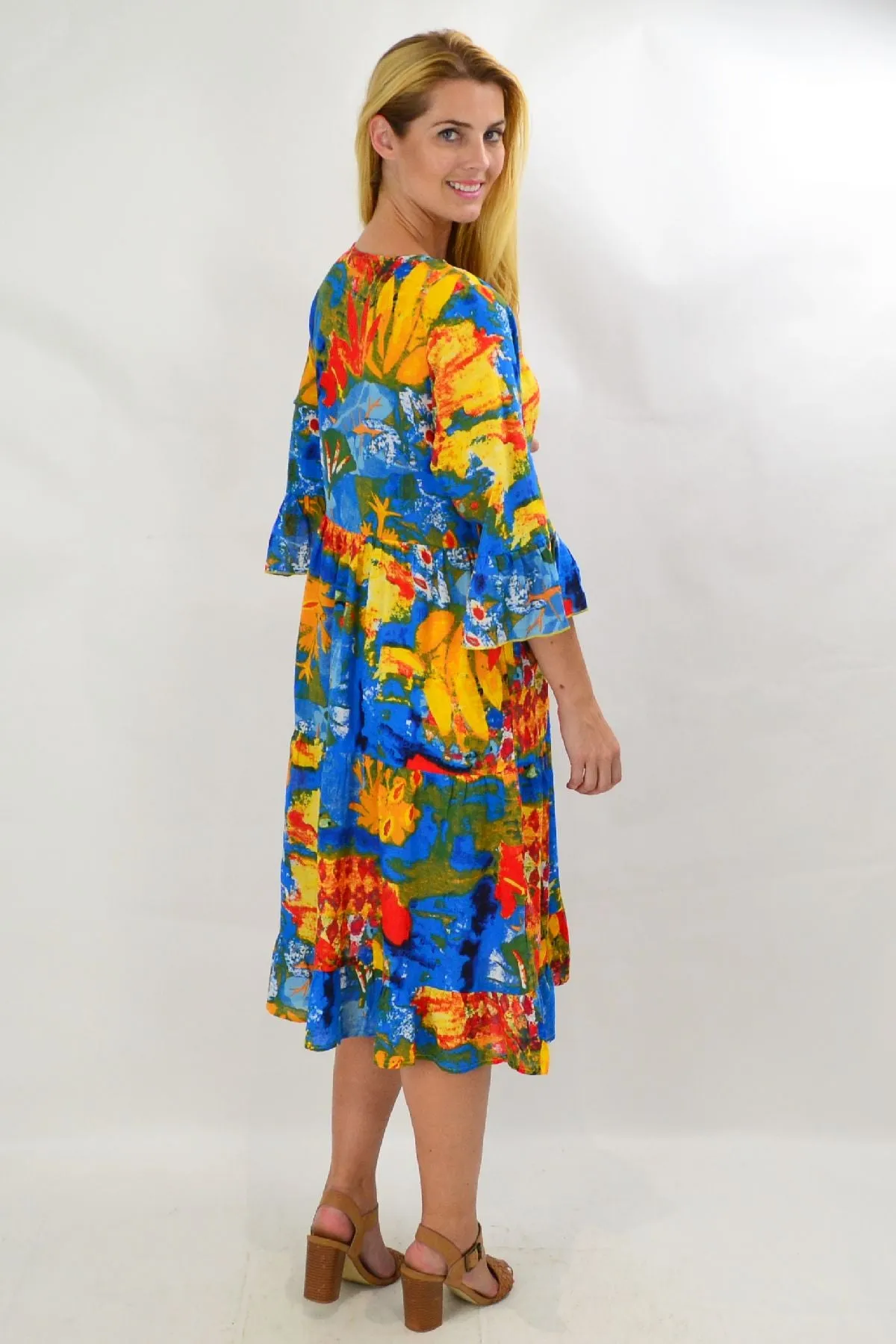 Rainbow Lily Tiered Tunic Dress