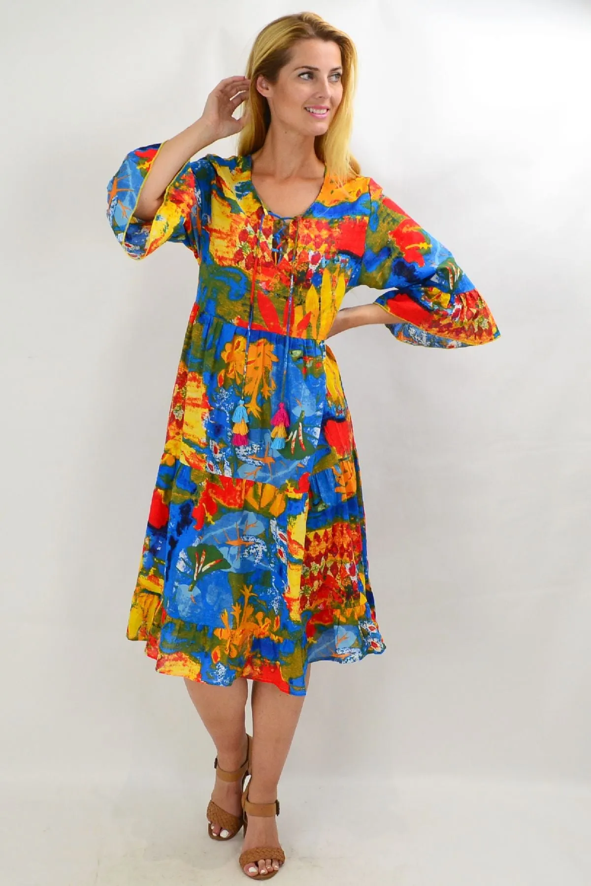 Rainbow Lily Tiered Tunic Dress