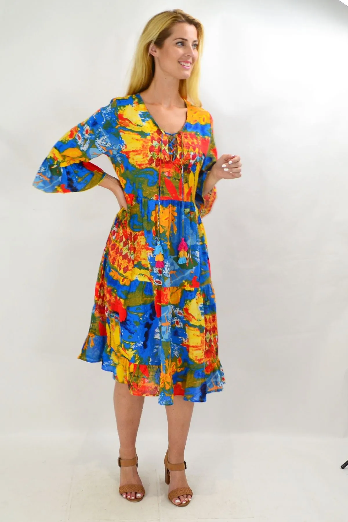 Rainbow Lily Tiered Tunic Dress