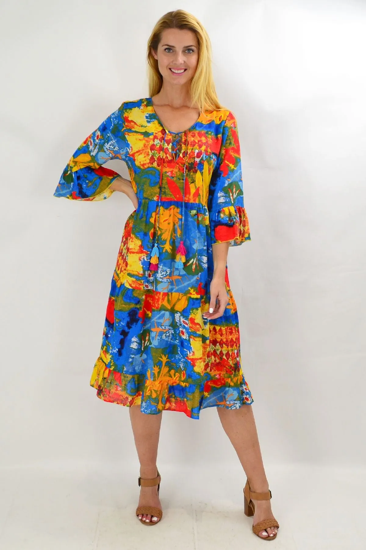 Rainbow Lily Tiered Tunic Dress