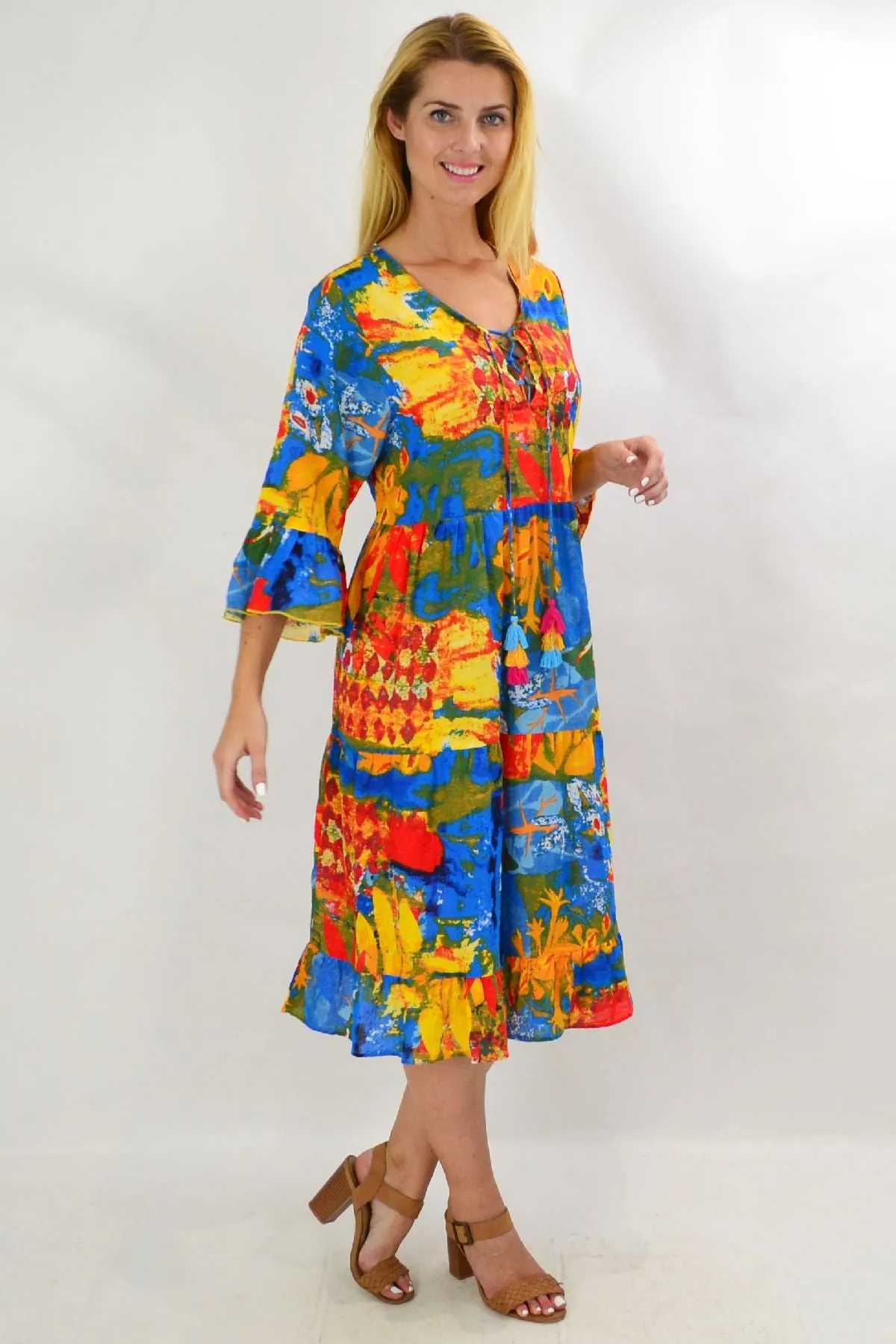 Rainbow Lily Tiered Tunic Dress