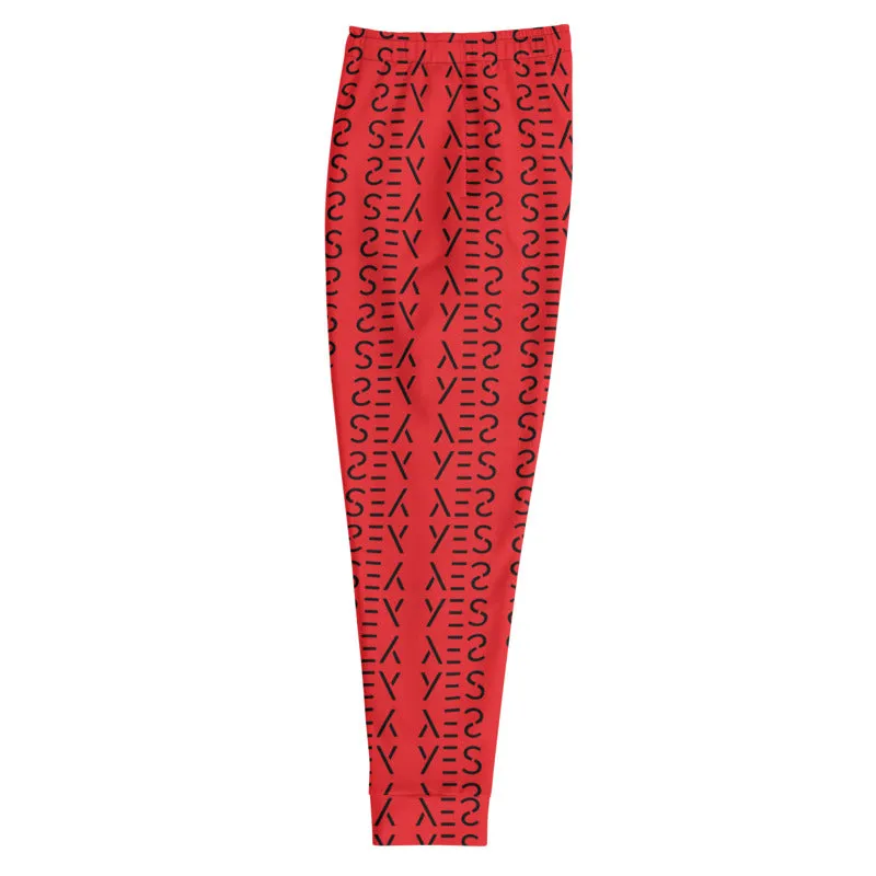 Red Abstract Patterned Men's Joggers, Best Hot Red Yes Print Premium Colorful Men's Joggers Casual Sweatpants - Made in EU
