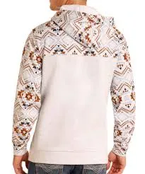 Rock & Roll Denim Mens Heather Printed Hoodie Light Grey