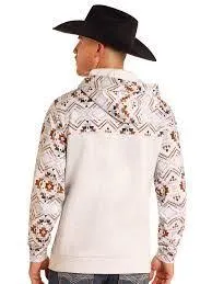 Rock & Roll Denim Mens Heather Printed Hoodie Light Grey