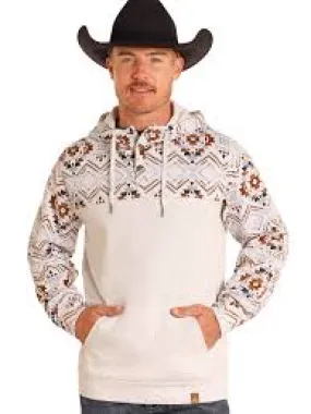 Rock & Roll Denim Mens Heather Printed Hoodie Light Grey