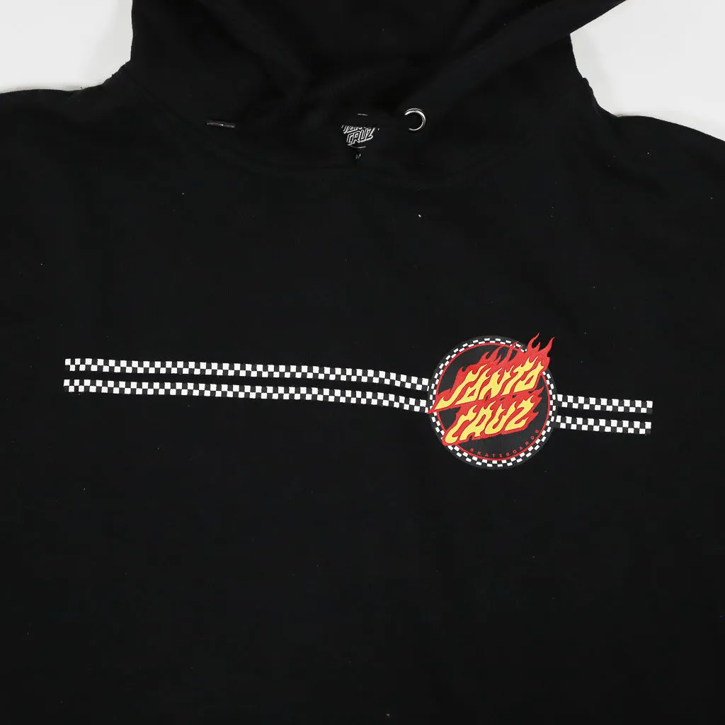 Santa Cruz - Checked Ringed Flame Dot Pullover Hooded Sweatshirt - Black
