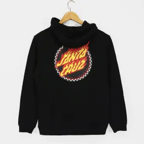 Santa Cruz - Checked Ringed Flame Dot Pullover Hooded Sweatshirt - Black