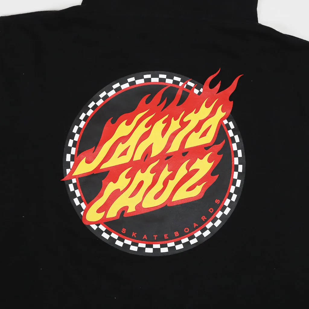 Santa Cruz - Checked Ringed Flame Dot Pullover Hooded Sweatshirt - Black