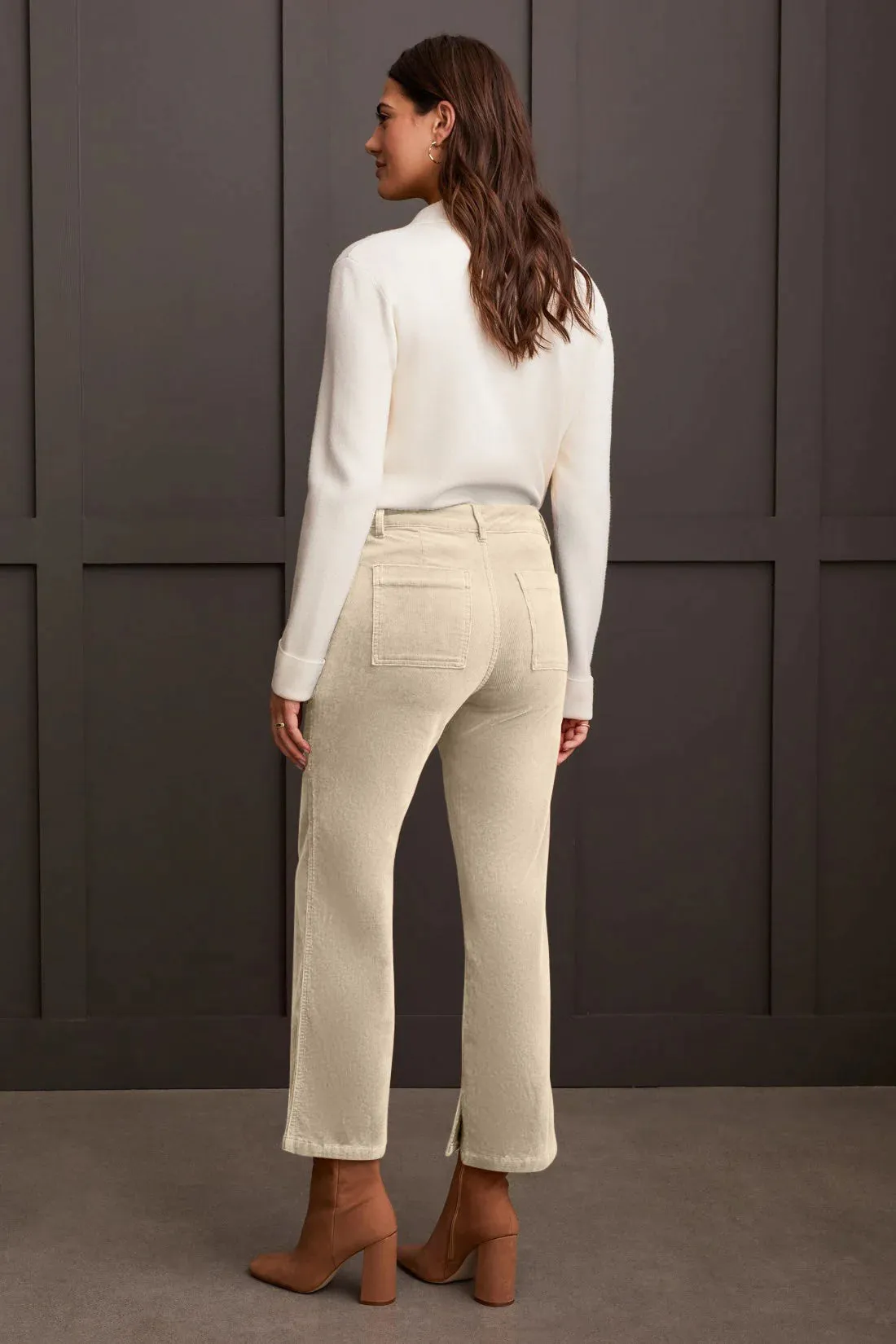 STRETCH CORDUROY STRAIGHT LEG PANTS-GOLD