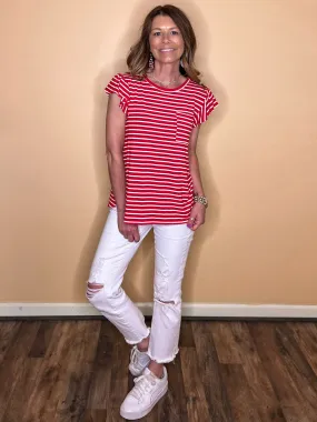 Stripes on Stripes Short Sleeve Top