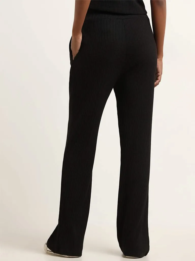 Studiofit Black Mid-Rise Straight-Fit Pants