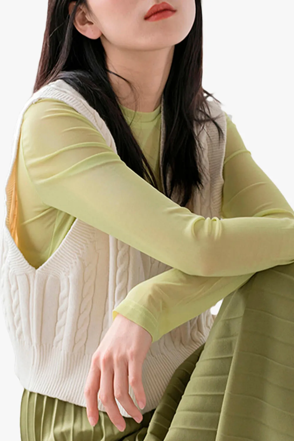 Transparent Silk Mesh Long Sleeve For Women