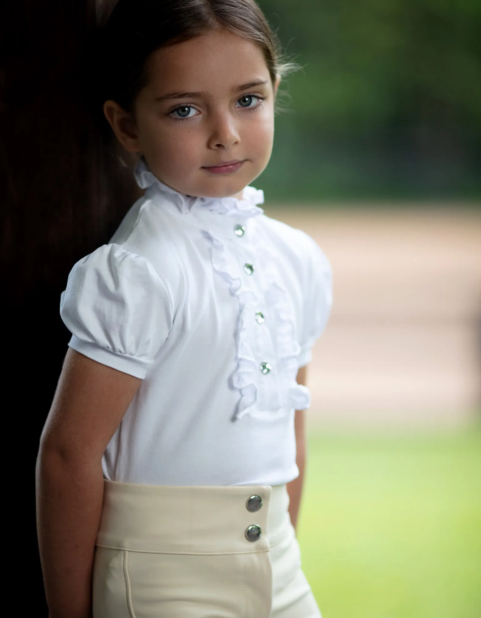 White Girls Elsa Ruffle Competition Girls Show Shirt