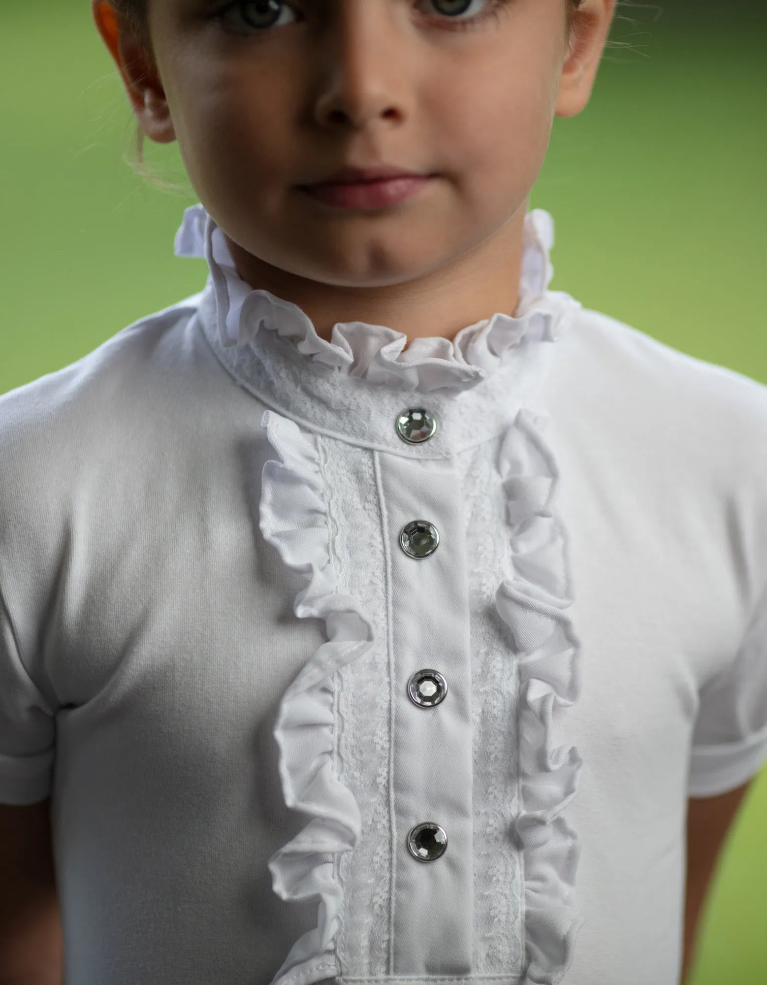 White Girls Elsa Ruffle Competition Girls Show Shirt